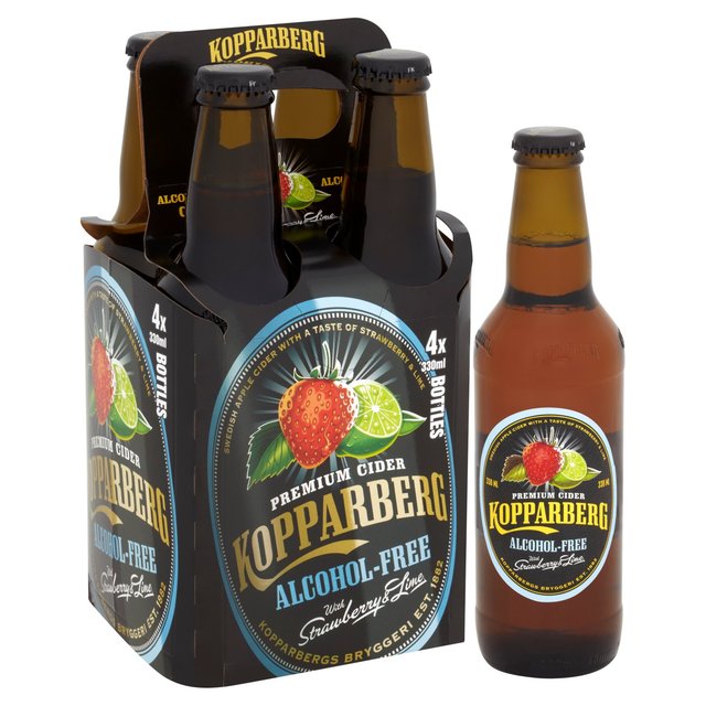 Kopparberg Alcohol Free Strawberry & Lime Cider Bottles   4 x 330ml