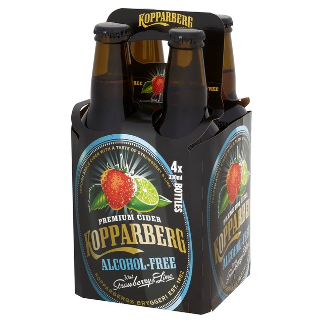 Kopparberg Alcohol Free Strawberry & Lime Cider Bottles   4 x 330ml GOODS M&S   