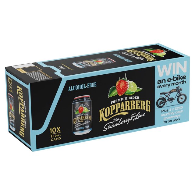 Kopparberg Alcohol Free Strawberry & Lime Cider Cans   10 x 330ml