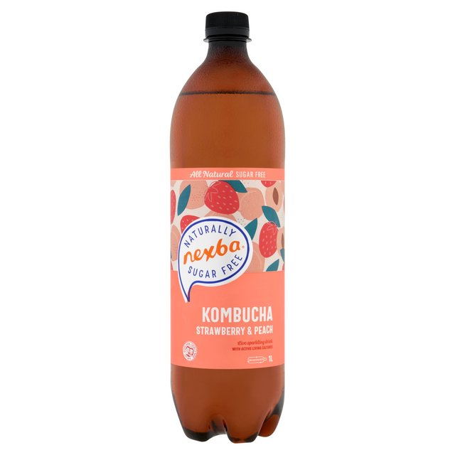 Nexba Naturally Sugar Free Strawberry & Peach Kombucha   1L