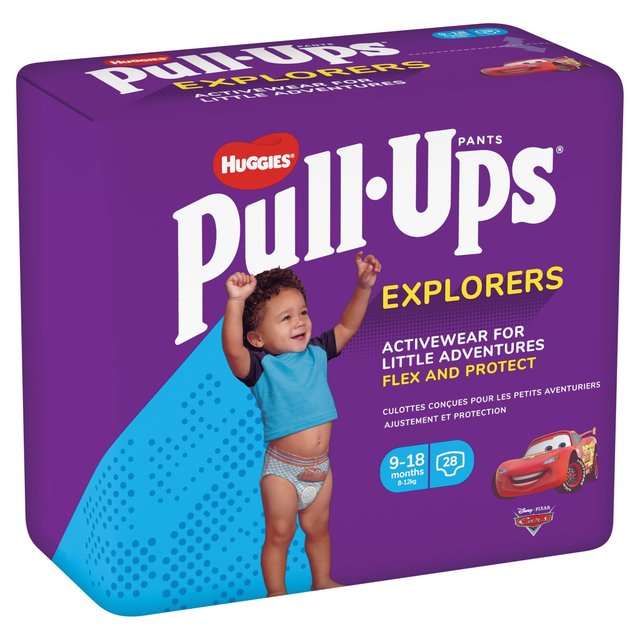 Huggies Pull-Ups Explorers Boys Nappy Pants Size 3-4 (9-18 mths)   28 per pack