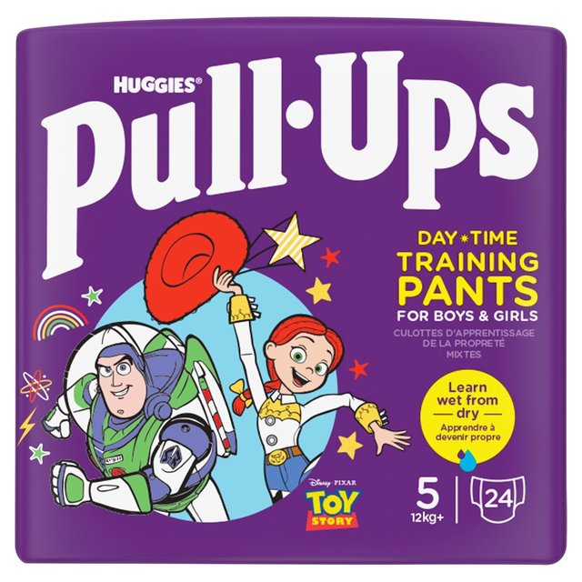 Huggies Pull-Ups Day Time Unisex Nappy Pants - Size 5 - 24 Pants   24 per pack