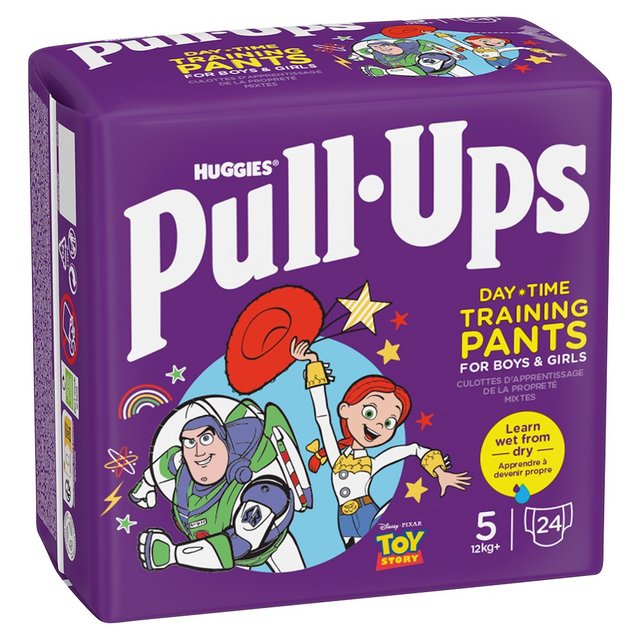 Huggies Pull-Ups Day Time Unisex Nappy Pants - Size 5 - 24 Pants   24 per pack