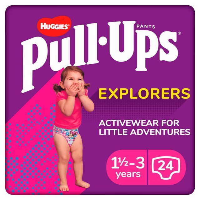 Huggies Pull-Ups Explorers Girls Nappy Pants Size 4-5+ (1.5-3 Yrs)   24 per pack GOODS M&S   