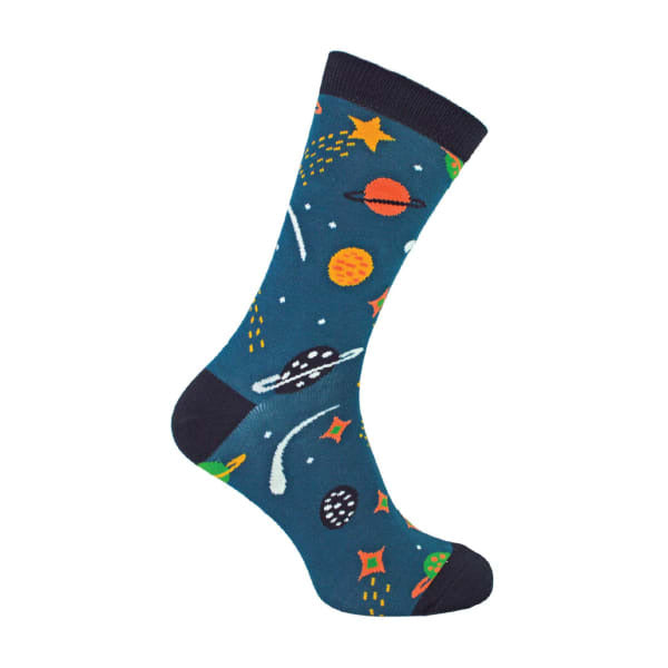 Mr Heron novelty bamboo socks solar system pattern (British brand)