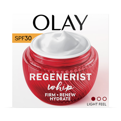 Holland & Barrett Olay Regenerist Whip Day Face Cream SPF30 Lightweight Moisturiser with Niacinamide and Peptides 50ml- Buy online at McGrocer
