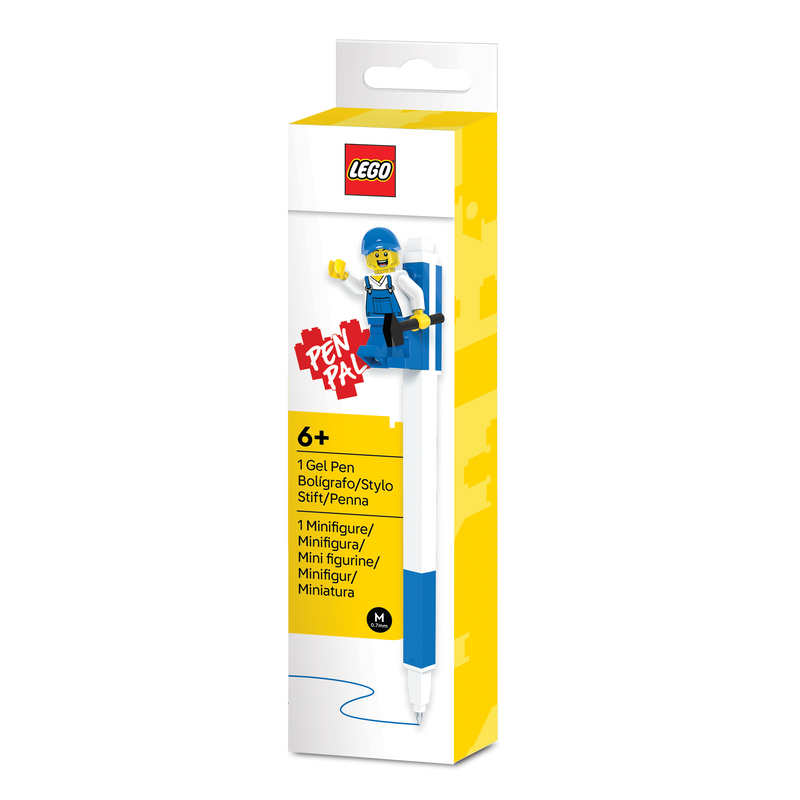 LEGO Pen Pal Gel Pen blue with construction minifigure (British brand)