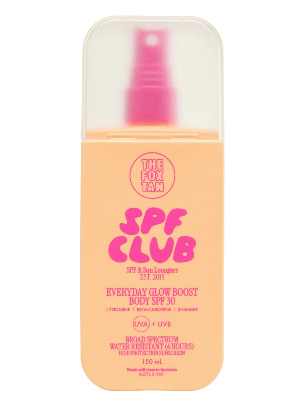Fox Tan Everyday Glow Boost SPF30 body lotion, imported from the UK