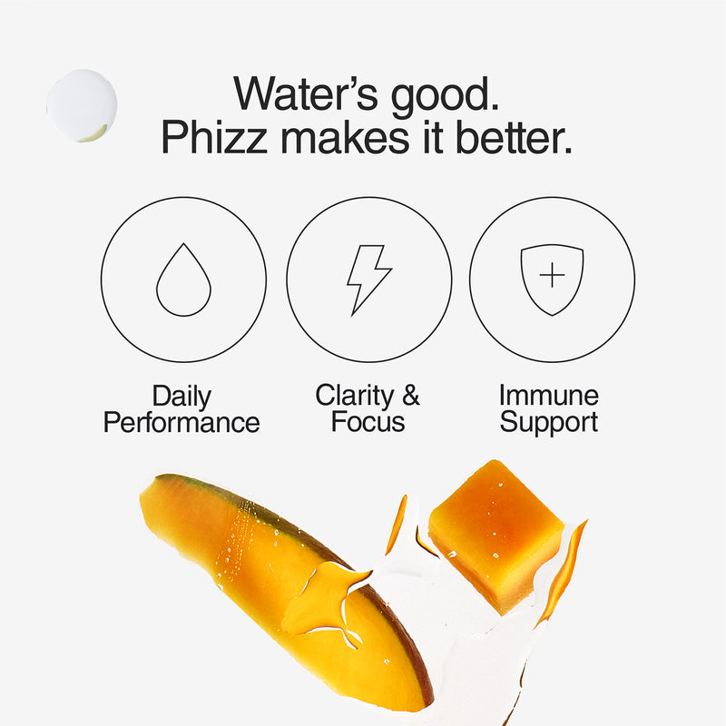 Phizz hydration electrolytes vitamins mango 20 tablets, imported from the UK