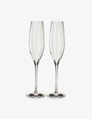 Waterford Elegance Optic crystal champagne flutes, set of two, UK version