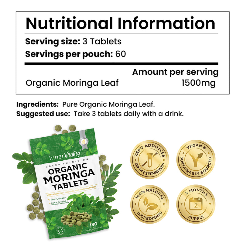 Inner Vitality organic moringa tablets 180 count - British product