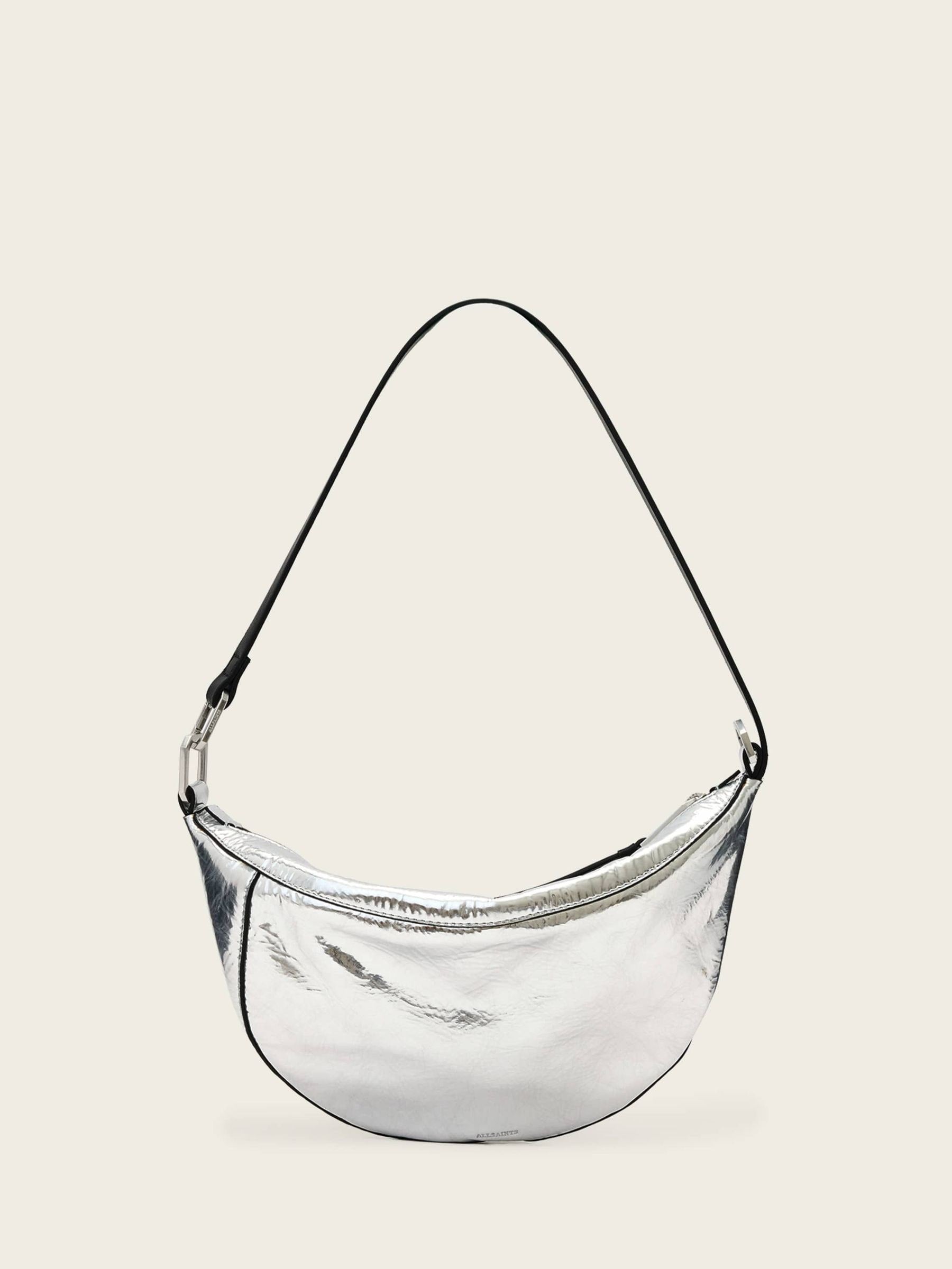 AllSaints Silver Luna Micro Metallic Bag, UK version