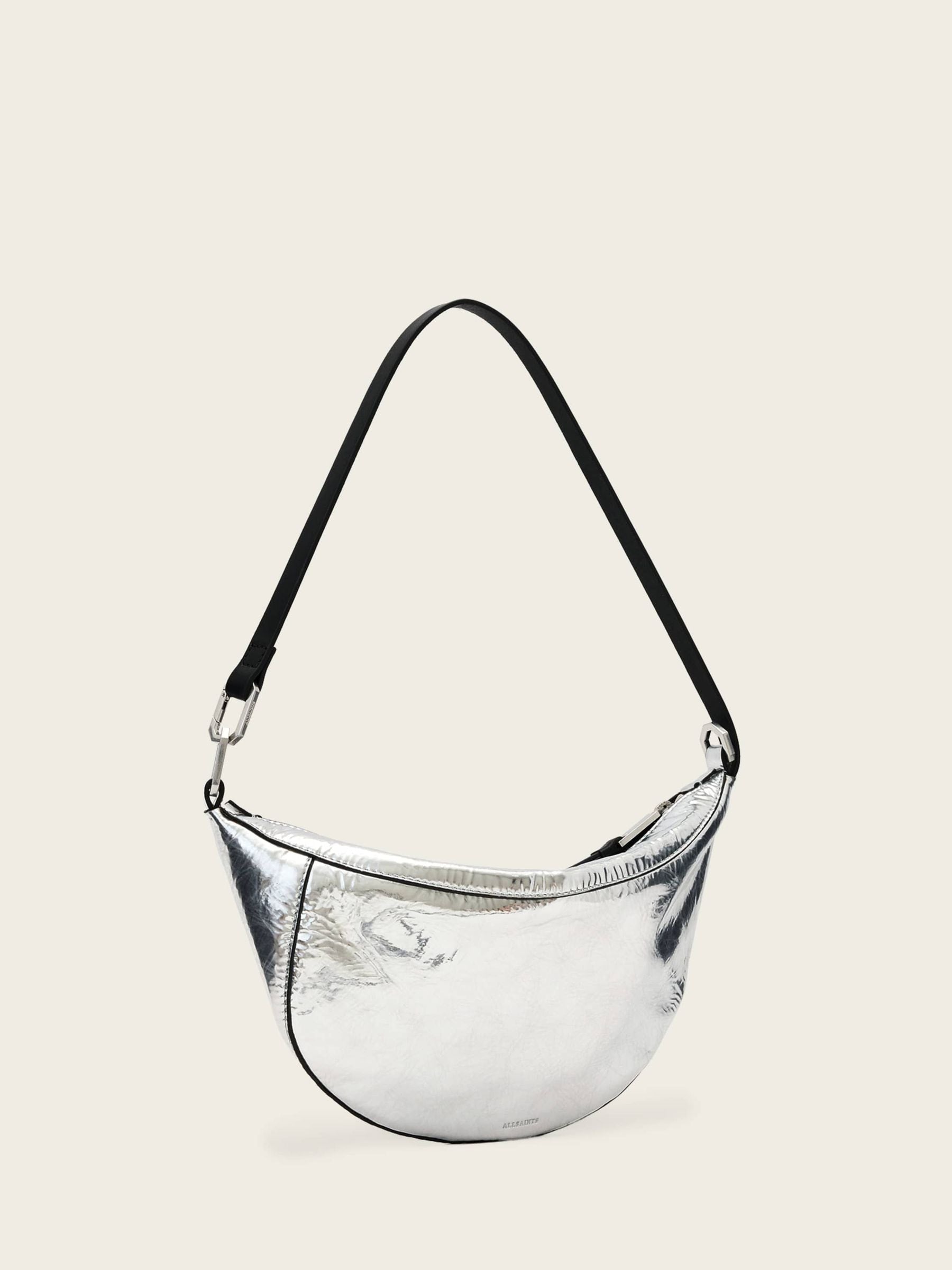 AllSaints Silver Luna Micro Metallic Bag, UK version