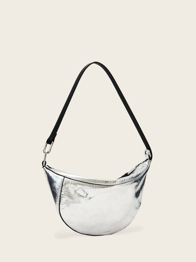 AllSaints Silver Luna Micro Metallic Bag, UK version