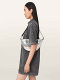 AllSaints Silver Luna Micro Metallic Bag, UK version