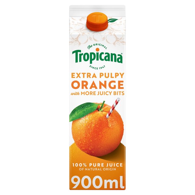 Tropicana Pure Orange Fruit Juice with Extra Juicy Bits   900ml