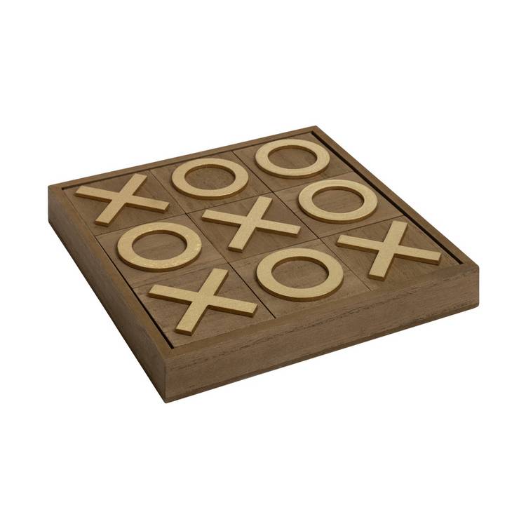 Argos Home wooden noughts and crosses game with gold blocks (British brand)