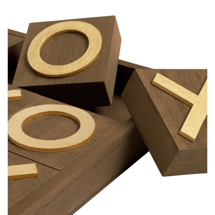 Argos Home wooden noughts and crosses game with gold blocks (British brand)