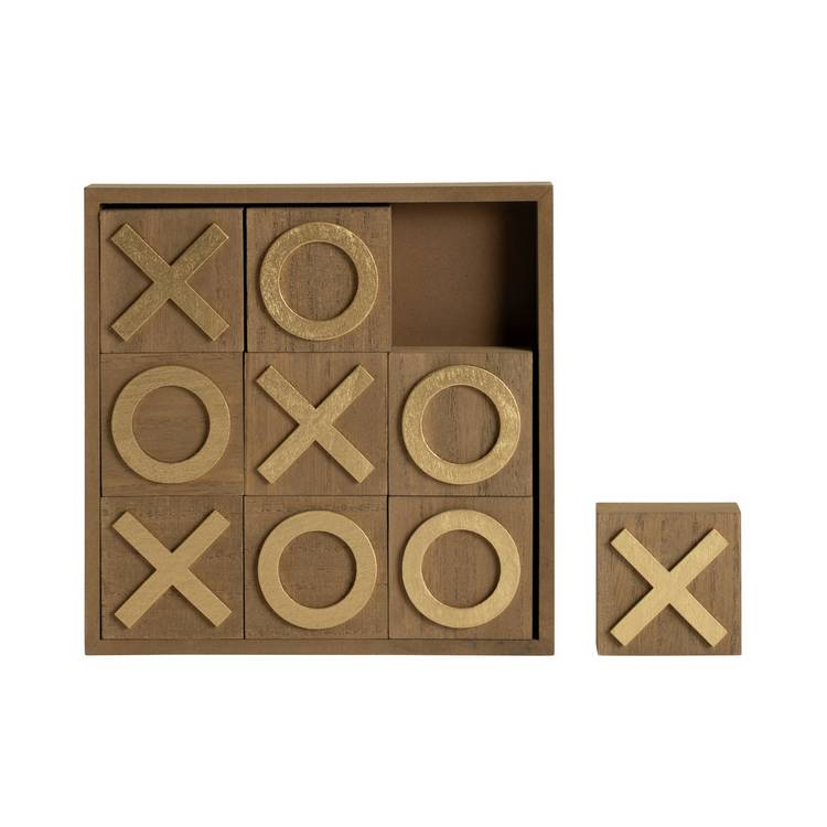 Argos Home wooden noughts and crosses game with gold blocks (British brand)