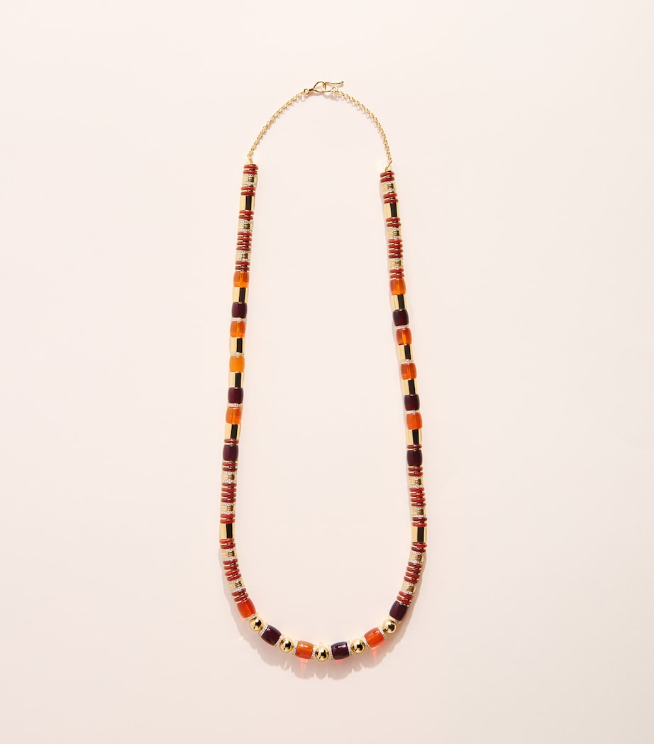 Eddie Borgo gold-plated amber and carnelian patch necklace, UK version