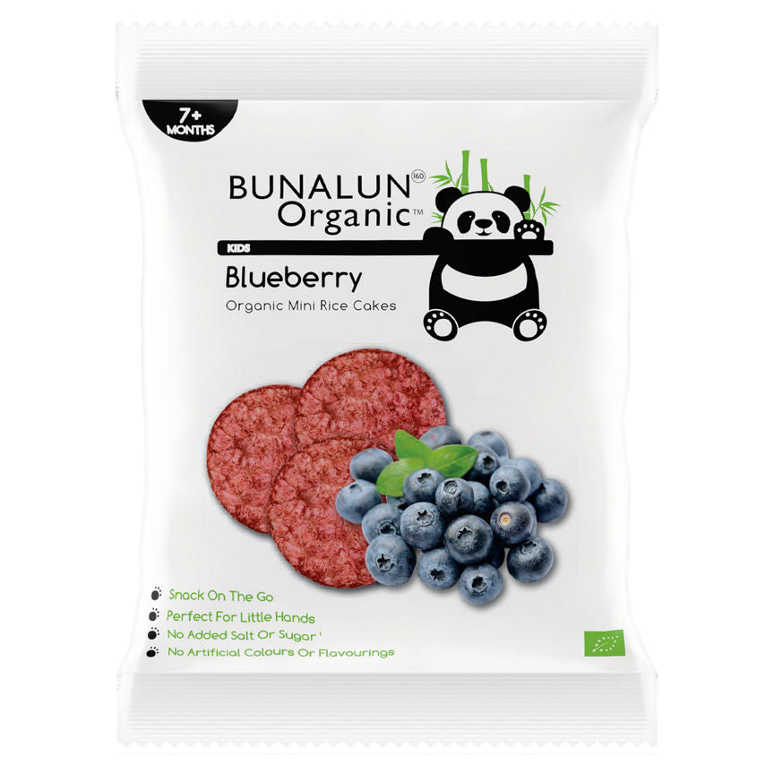 Bunalun Organic Kids Blueberry Organic Mini Rice Cakes 7+ Months 40g GOODS ASDA   