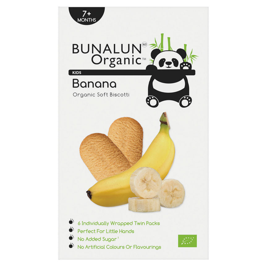 Bunalun Organic Kids Banana Soft Biscotti 7+ Months 6 x 20g (120g) GOODS ASDA   