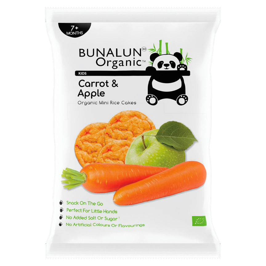 Bunalun Organic Kids Carrot & Apple Organic Mini Rice Cakes 7+ Months 40g GOODS ASDA   