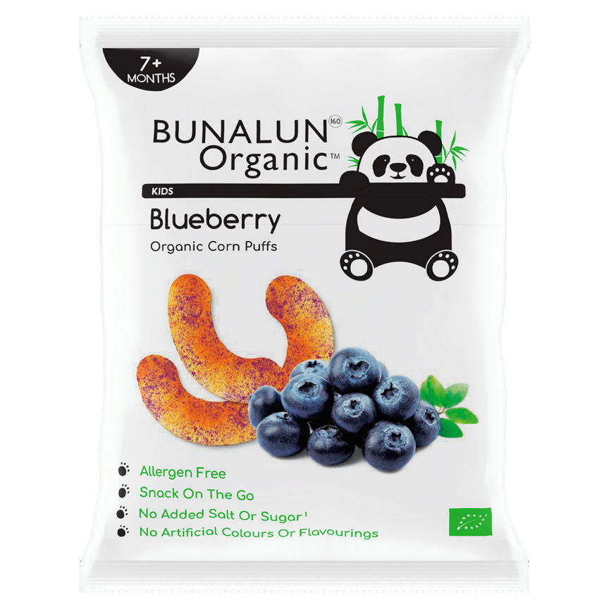 Bunalun Organic Kids Blueberry Organic Corn Puffs 7+ Months 12g GOODS ASDA   