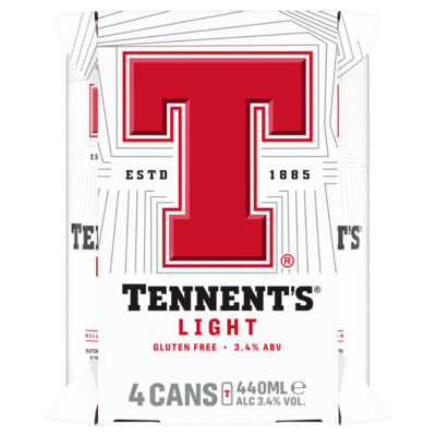 Tennent's Light lager 4x440ml, imported from the UK