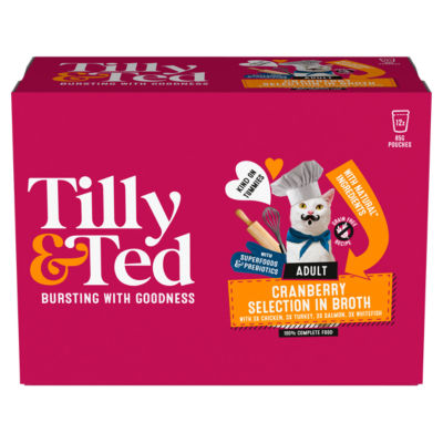 Tilly & Ted Cranberry Selection in Broth cat food 12x85g - British product