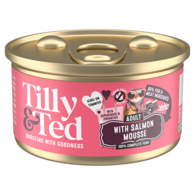 Tilly & Ted salmon mousse cat food 85g, imported from the UK
