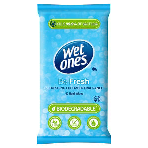 Wet Ones Be Fresh antibacterial wipes 40s, imported from the UK