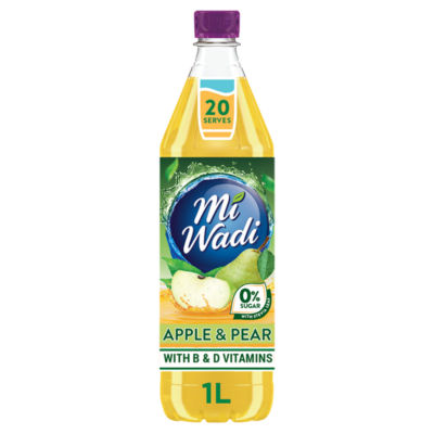 Mi Wadi apple and pear 0% sugar squash 1L, imported from the UK