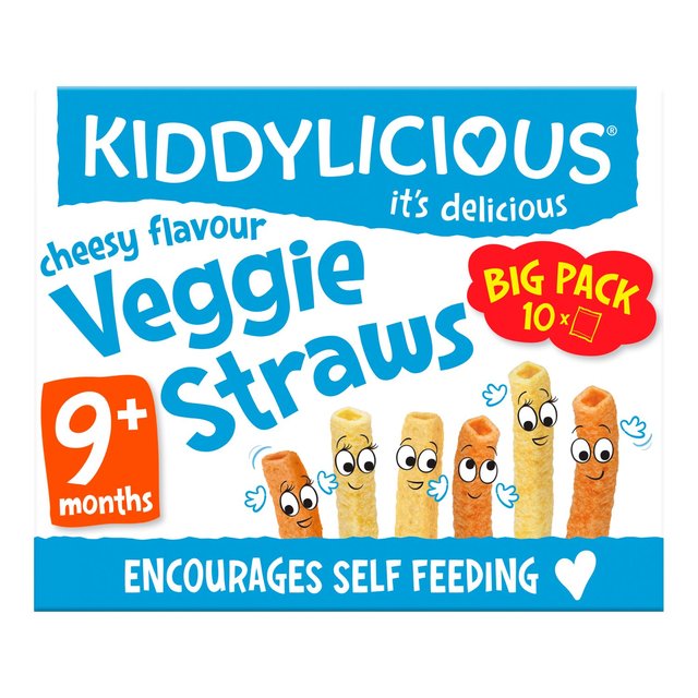 Kiddylicious Cheesy Flavoured Veggie Straws Baby Snacks Big Pack   10 x 12g