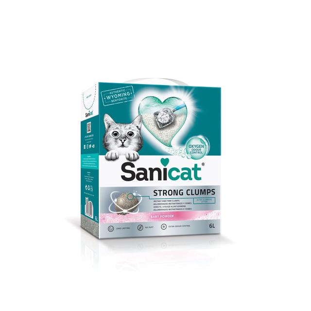 Sanicat Strong Clumps Baby Powder Scent Cat Litter   6L GOODS M&S   