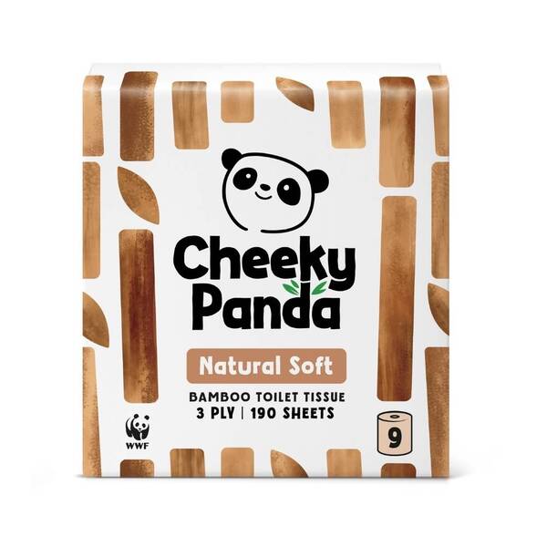 Cheeky Panda unbleached bamboo toilet paper 45 rolls, imported from the UK