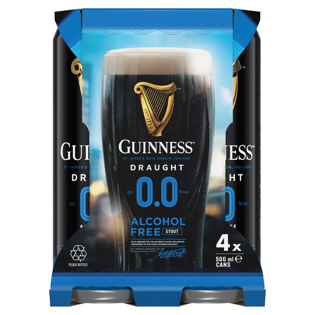 Guinness Draught Alcohol Free Stout Beer   4 x 440ml GOODS M&S   