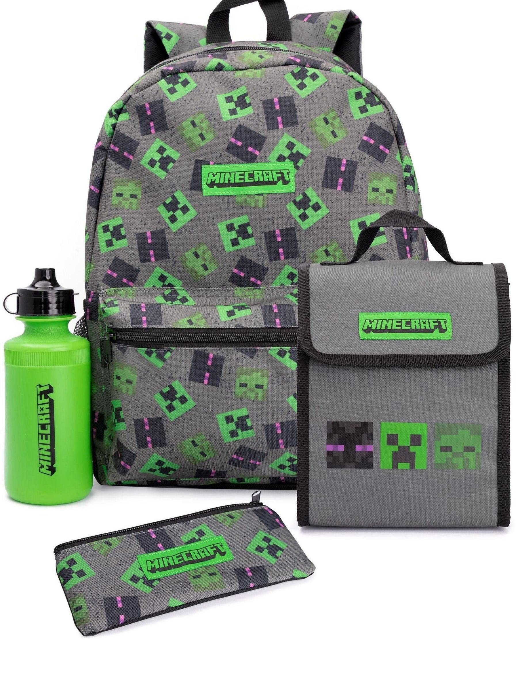 Vanilla Underground Minecraft Creeper 4-piece backpack set, imported from the UK