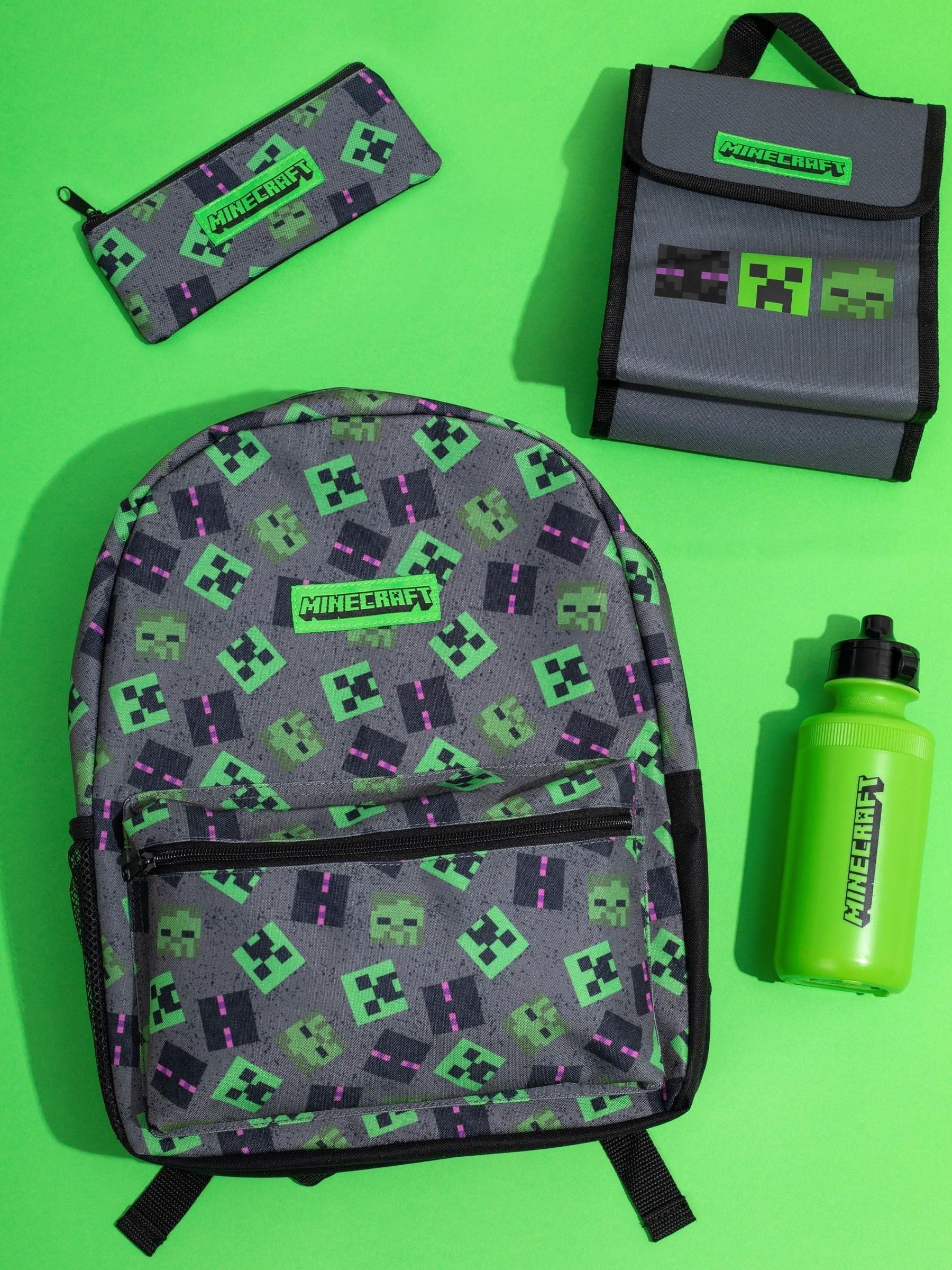 Vanilla Underground Minecraft Creeper 4-piece backpack set, imported from the UK