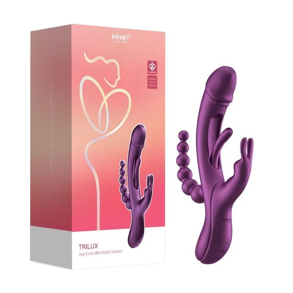 Honey Play Box Trilux rabbit vibrator with anal beads, imported from the UK