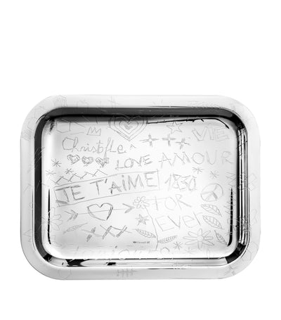 Harrods Christofle Silver-Plated Graffiti Serving Tray 26cm x 20cm- Buy online at McGrocer