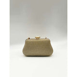 SVNX Ruched Jewel Clutch Bag in Gold, imported from the UK