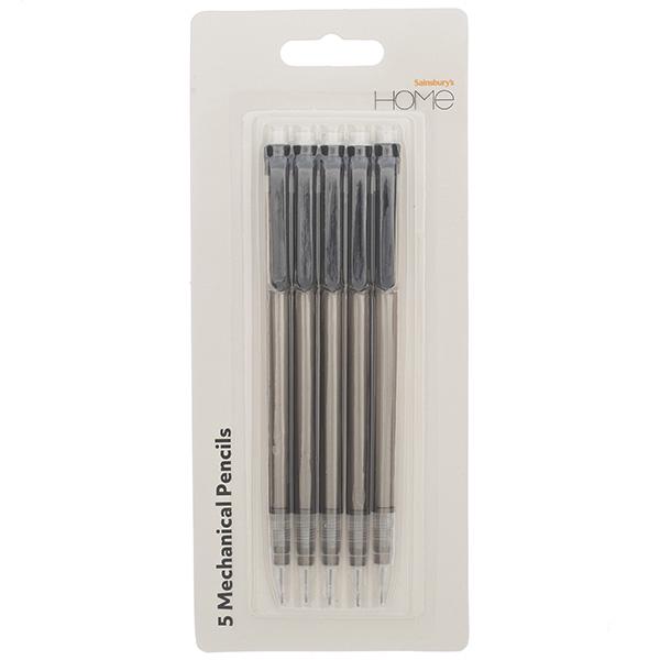 Sainsbury's Home Mechanical Pencils Black 5pk GOODS Sainsburys   