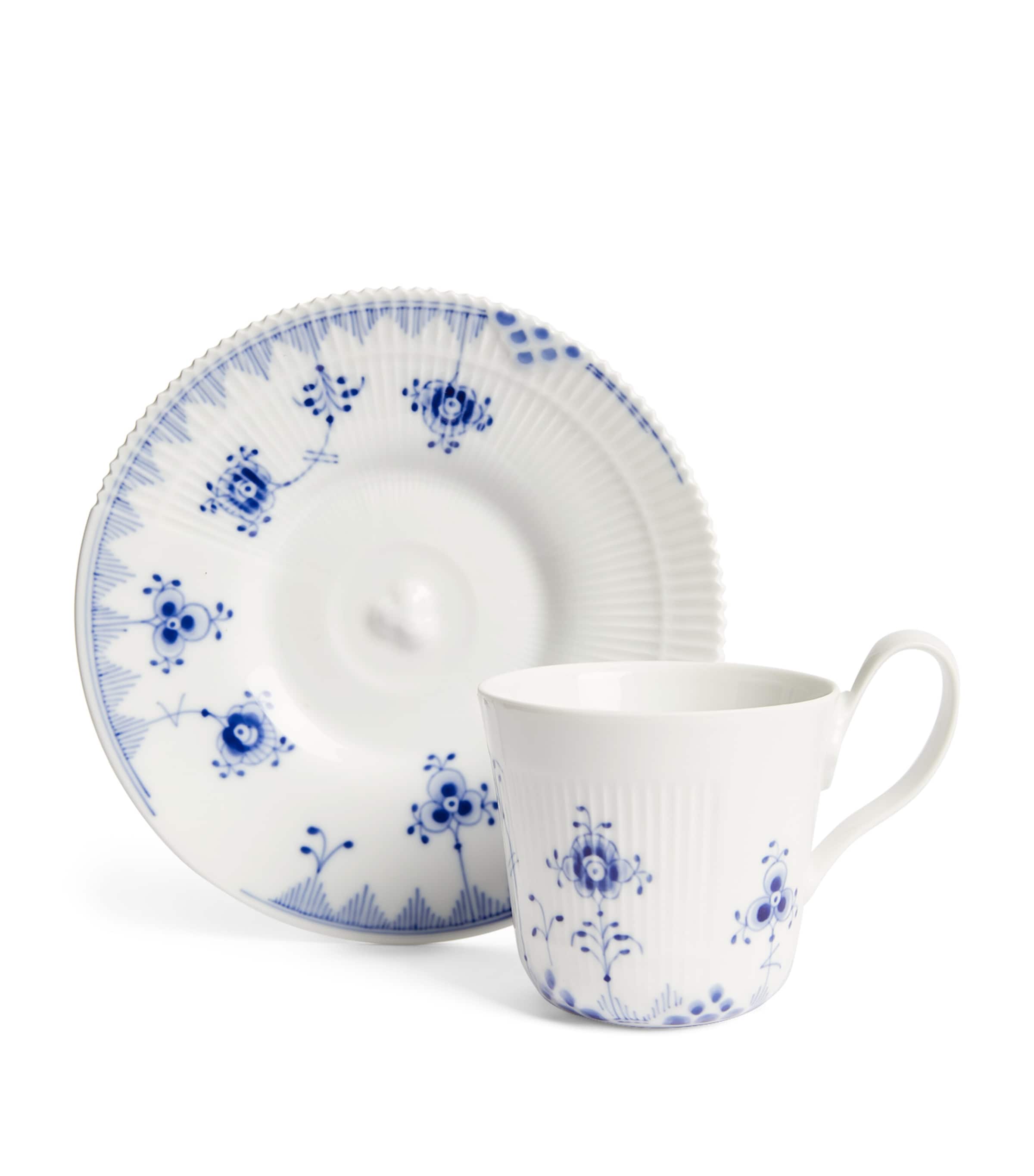 Royal Copenhagen Blue Elements teacup and saucer set, imported from the UK