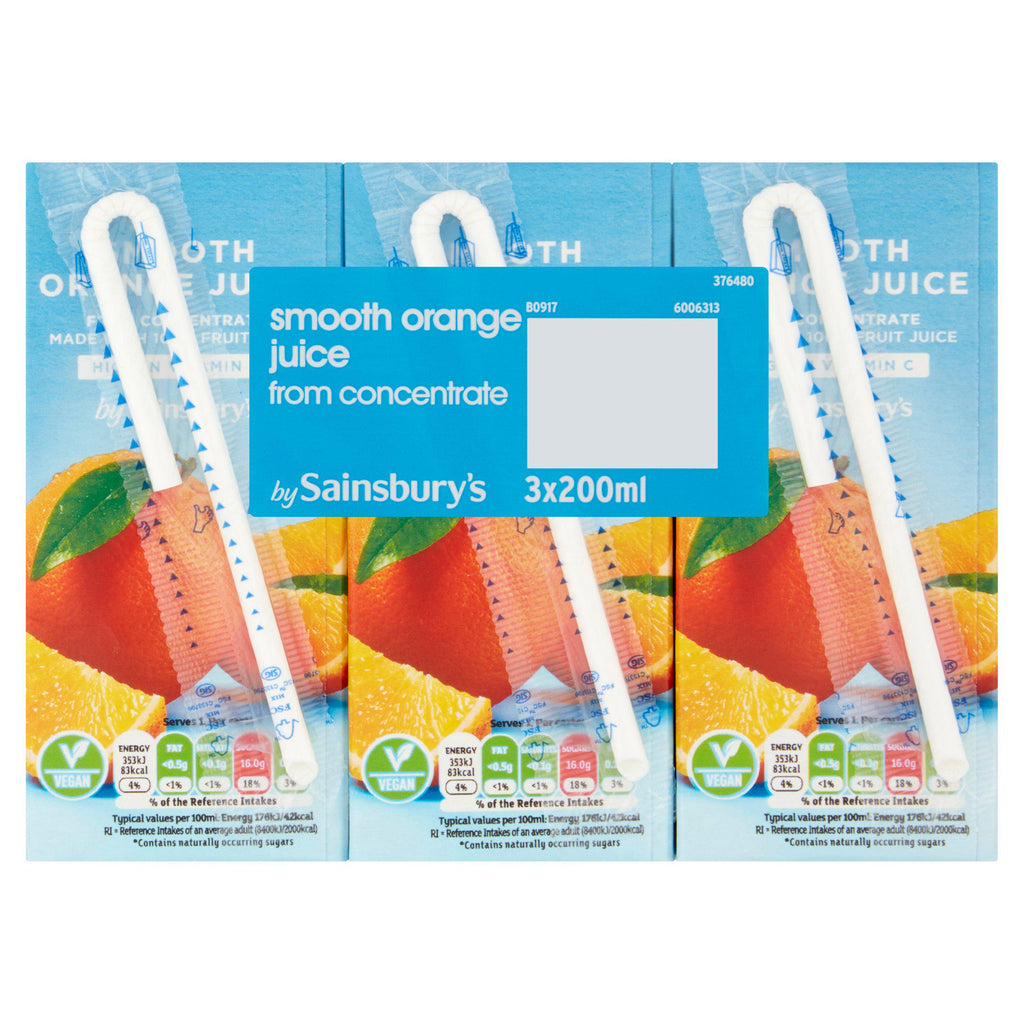 Sainsbury's Pure Orange Juice 3x200ml