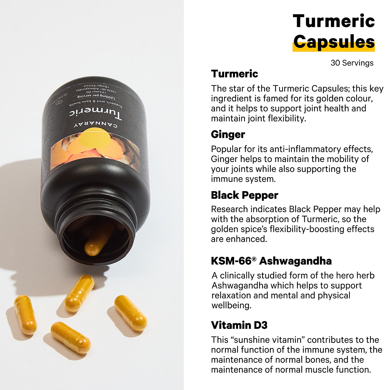 Cannaray turmeric capsules 1200mg 60 capsules, UK version