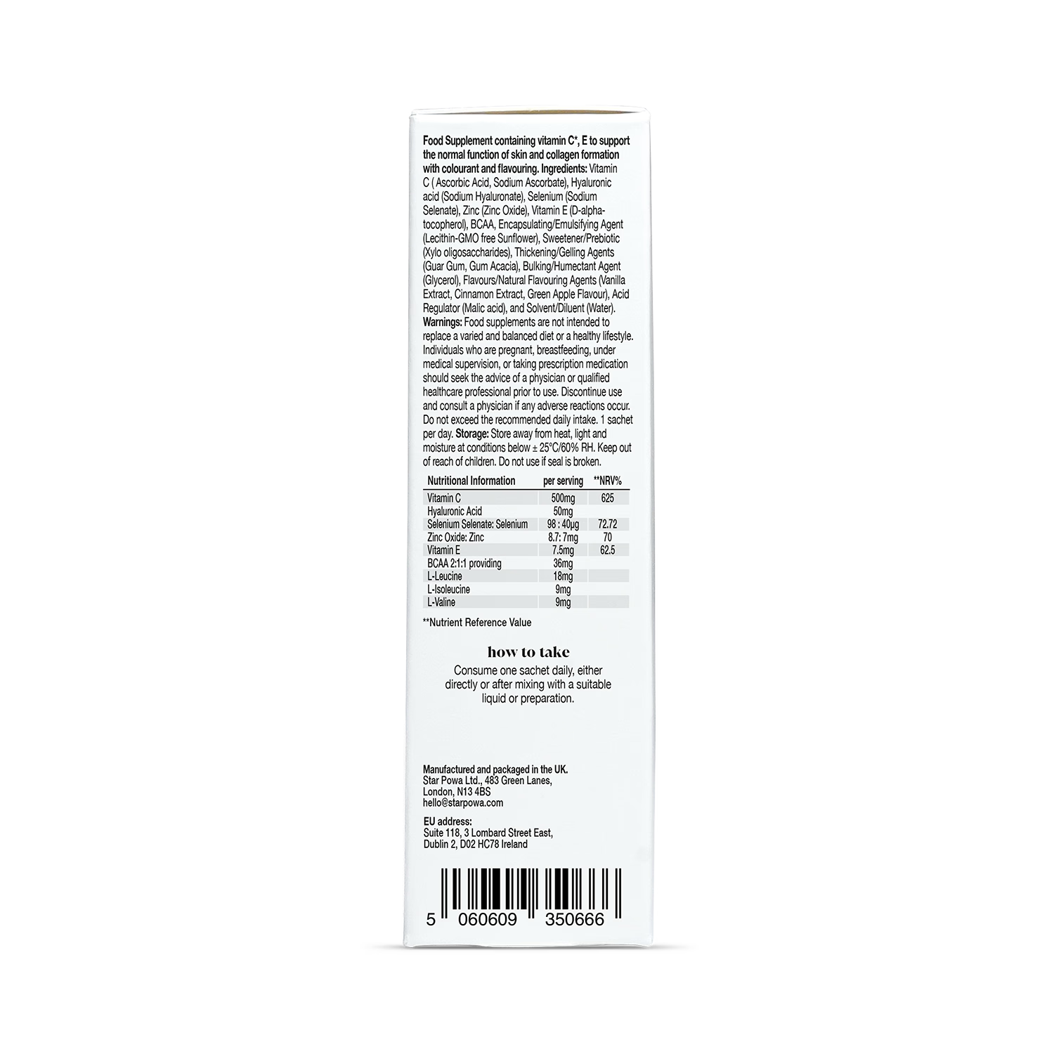 Starpowa Vegan Collagen Liquid Liposomal Green Apple 14 Sachets (British brand)