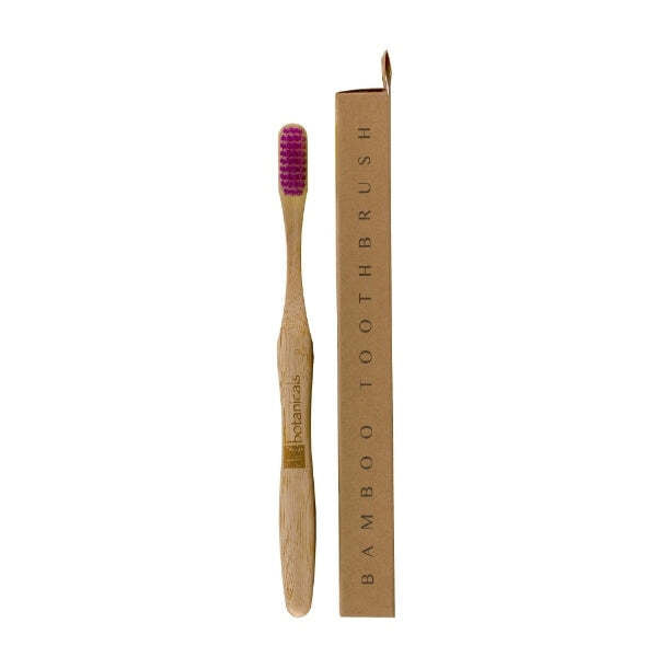 Dr Botanicals bamboo toothbrush purple duo pack 2 pieces, imported from the UK