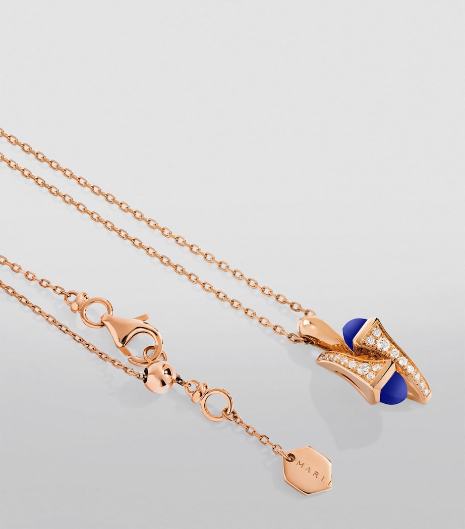 Marli New York Cleo necklace rose gold diamonds lapis lazuli - British product