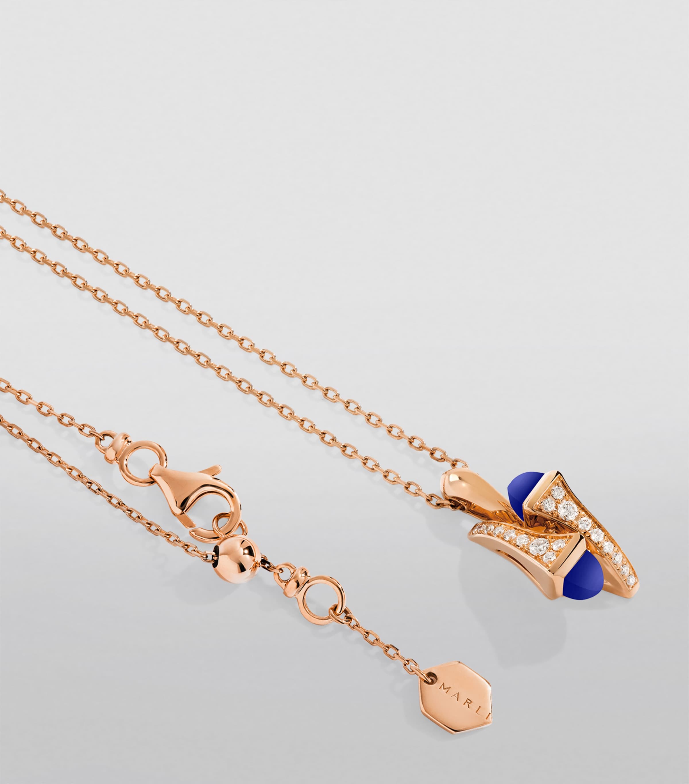 Marli New York Cleo necklace rose gold diamonds lapis lazuli - British product
